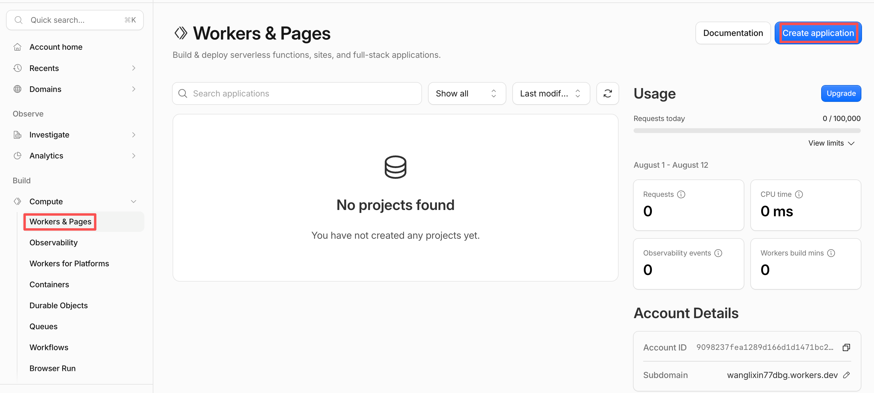 Cloudflare 新建应用